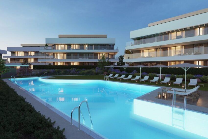 New luxurious complex to be built above La Cancelada in Estepona East, comprising 82 spacious apartments and penthouses with 3 bedrooms. Along with panoramic views of the sea, the complex has been created with the best finishes and brands to make your home a space that will last in time.
 
PRICES from €457,200

SPECS include airothermal system for hot water + under floor heating throughout, air-conditioning hot & cold by heat pump, built-in wardrobes, electric blinds in bedrooms, demotic home system, fully fitted kitchen, porcelain floors, double glazing windows, acoustic sound proofing, video entry phone. Included in the price is 1 parking space, 1 storeroom in the underground garage. Lift to the property.  
Most units enjoy beautiful Sea views.
THE COMPLEX will be fully gated and offer outdoor pool area set in landscaped gardens. In addition an INDOOR HEATED POOL, gym & club house also forms part of the community.